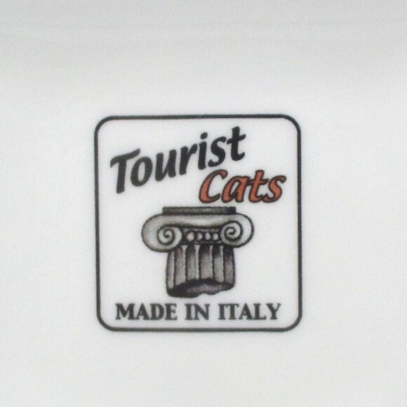 Tourist Cats Square Ceramic Plate 6.5" Made In Italy With Roman Travel Map Cats - Picture 3 of 4